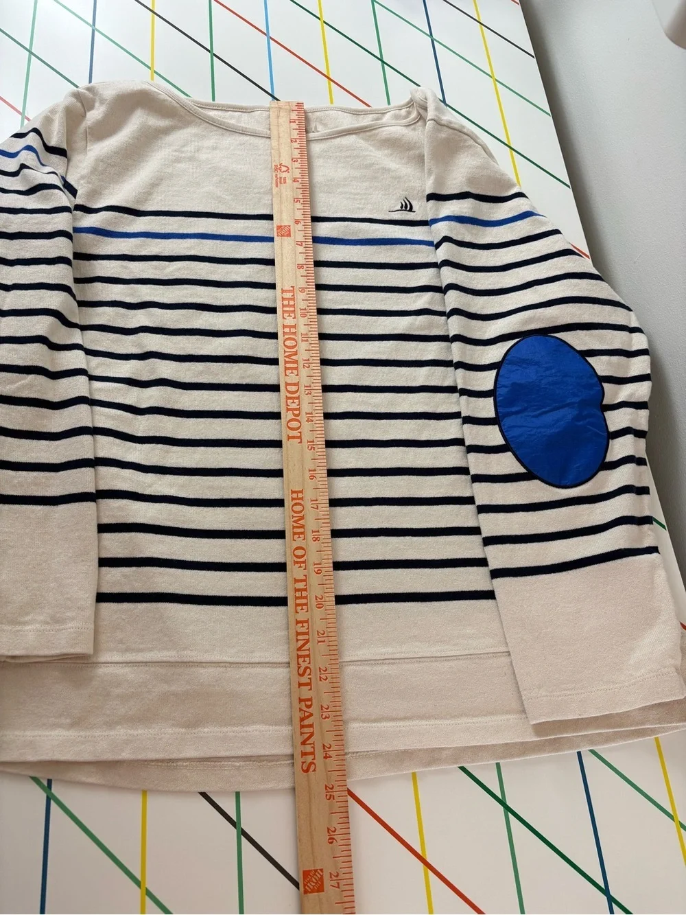 Ponant x 727 Sailbags Striped Boatneck Top Ivory & Navy XL 100% Cotton Nautical - Picture 8 of 9
